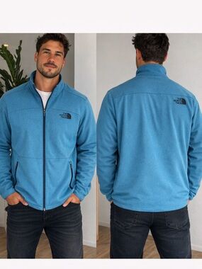 The North Face Men's Teal Blue Full-Zip Fleece Jacket